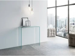 ITAMOBY Mesa de console Smalle em vidro curvado 80x40x80 cm^ Consola