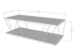 Mesa De Centro*Dmora Mesa de estar Dmarches, Mesa baixa de café, Suporte de revistas para sofá, Prateleira de sala de estar, 120x50h30 cm, Carvalho e Preto Castanho