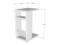 Dmora Mesa de sala de estar Dgambazz, Mesa de café baixa, Porta-revistas para sofá, Prateleira para sala de estar, 30x40h63 cm, Carvalho^ Mesa De Centro