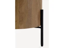 Móvel De Tv| Mesa de TV com forma elíptica 4 portas em madeira de manga maciça Natural claro