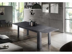 Consola*Dmora Mesa extensível Nanni, Consola extensível até 10 lugares, Consola extensível 100% Fabricado em Itália, 140/190x90h75 cm, Ardósia Cinzento