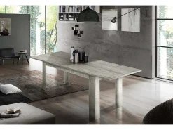 Dmora Mesa extensível Nanni, Consola extensível até 10 lugares, Consola extensível 100% Fabricado em Itália, 140/190x90h75 cm, Mármore cinza^ Consola