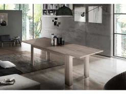 Discount Dmora Mesa extensível Nanni, Consola extensível até 10 lugares, Consola extensível 100% Fabricado em Itália, 140/190x90h75 cm, Olmo pérola Castanho