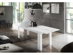 Online Dmora Mesa extensível Nanni, Consola extensível até 10 lugares, Consola extensível 100% Fabricado em Itália, 140/190x90h75 cm, brilhante Branco