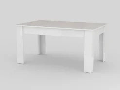 Consola|Dmora Mesa extensível Nanni, Consola extensível até 10 lugares, Consola extensível 100% Fabricada em Itália, 140/190x90h75 cm, Lariço brilhante Branco