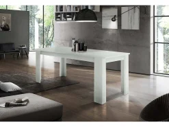 Consola|Dmora Mesa extensível Natan, Consola extensível até 12 lugares, Consola extensível 100% Made in Italy, 160/210x90h75 cm, Lariço brilhante Branco