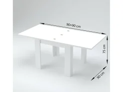 Dmora Mesa extensível Otto, Consola auxiliar de cozinha, Mesa extensível, 100% Fabricado em Itália, 90x90h75 cm,^ Consola