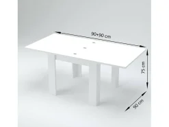 Dmora Mesa extensível Otto, Consola auxiliar de cozinha, Mesa extensível, 100% Fabricado em Itália, 90x90h75 cm, Olmo pérola^ Consola