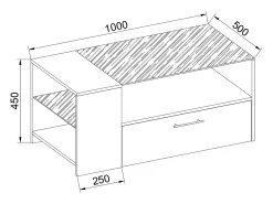 Mesa De Apoio|VCM Mesa lateral & mesa de café Tindala Preto A. 45 x L. 100 x P. 50 cm Multicor
