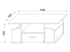 New VCM Mesa lateral & mesa de café Junata Nozes A. 44 x L. 110 x P. 52 cm Multicor