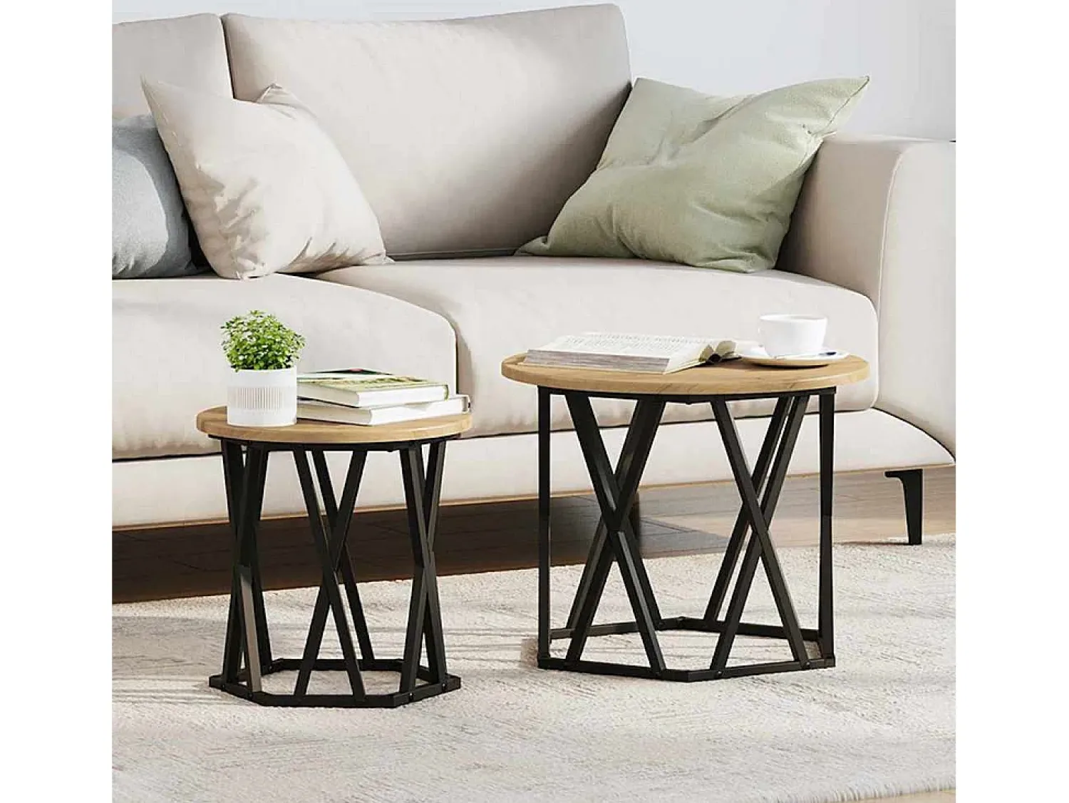 New Mesa Lateral 2 pcs carvalho artisiano 50x50x40 cm Castanho