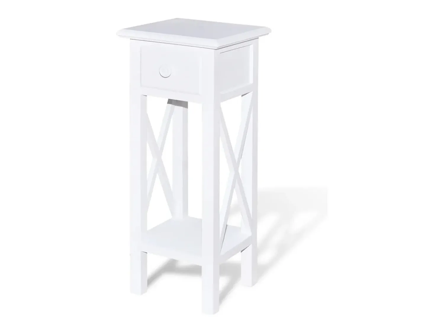 New vidaxl Mesa lateral com gaveta Branco