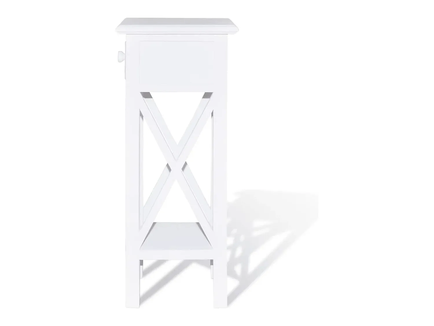 New vidaxl Mesa lateral com gaveta Branco