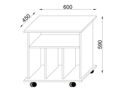 Móvel De Tv*VCM Mesa lateral de madeira | Mesa de centro simples | Rodízios Sofáticos | Dimensões aprox. A. 59 x L. 60 x P. 45 cm | Mesa de Café Rollable - Tabina (Branco) Multicor