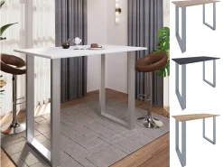 Móvel De Bar|VCM Mesa Bar | Tresen | Mesa em pé | Mesa alta | Mesa Bartresen - Xona 140x80 cm (Prata / Branco) Multicor