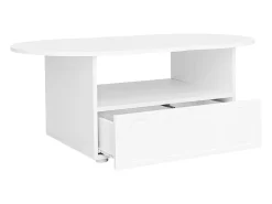 Mesa De Centro|ModernLuxe Mesa de centro com gavetas e compartimento aberto - tampo em forma de nuvem - Branco