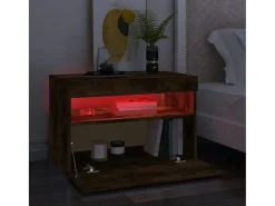 Mesas cabeceira c/ LEDs 2 pcs 60x35x40 cm carvalho fumado PT627221^ Móvel De Tv
