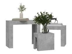 Mesa De Centro* Mesas centro de encastrar 3pcs derivados madeira cinza cimento Cinzento