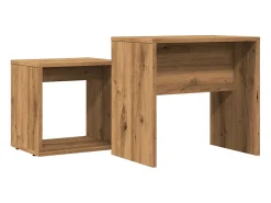 Mesa De Centro|vidaxl Mesas centro encastrar 2 pcs deriv. madeira carvalho artisiano Natural claro