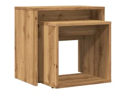 Mesa De Centro|vidaxl Mesas centro encastrar 2 pcs deriv. madeira carvalho artisiano Natural claro
