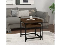 Mesa De Centro* Mesas de apoio 2 pcs derivados de madeira carvalho PT230308 Castanho