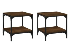 Mesa De Apoio*vidaxl Mesas de apoio 2 pcs derivados madeira carvalho castanho Natural claro