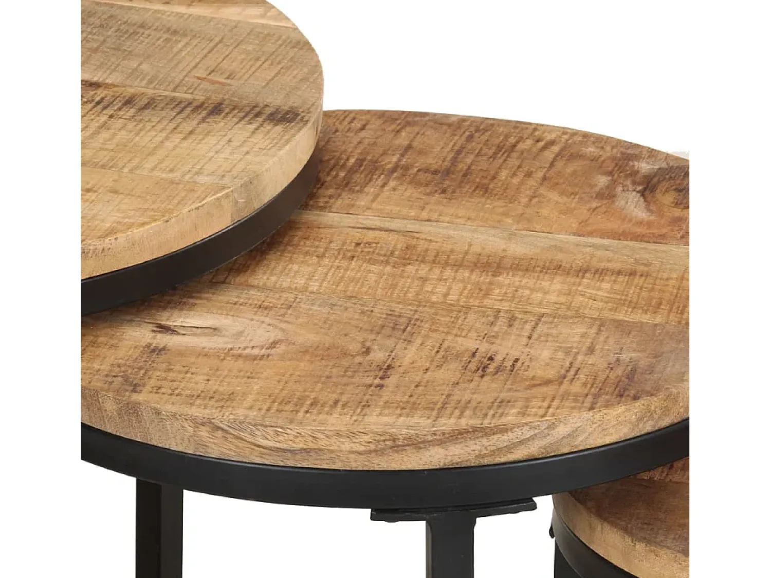Mesa De Apoio*vidaxl Mesas de apoio 3 pcs madeira de mangueira áspera Natural claro
