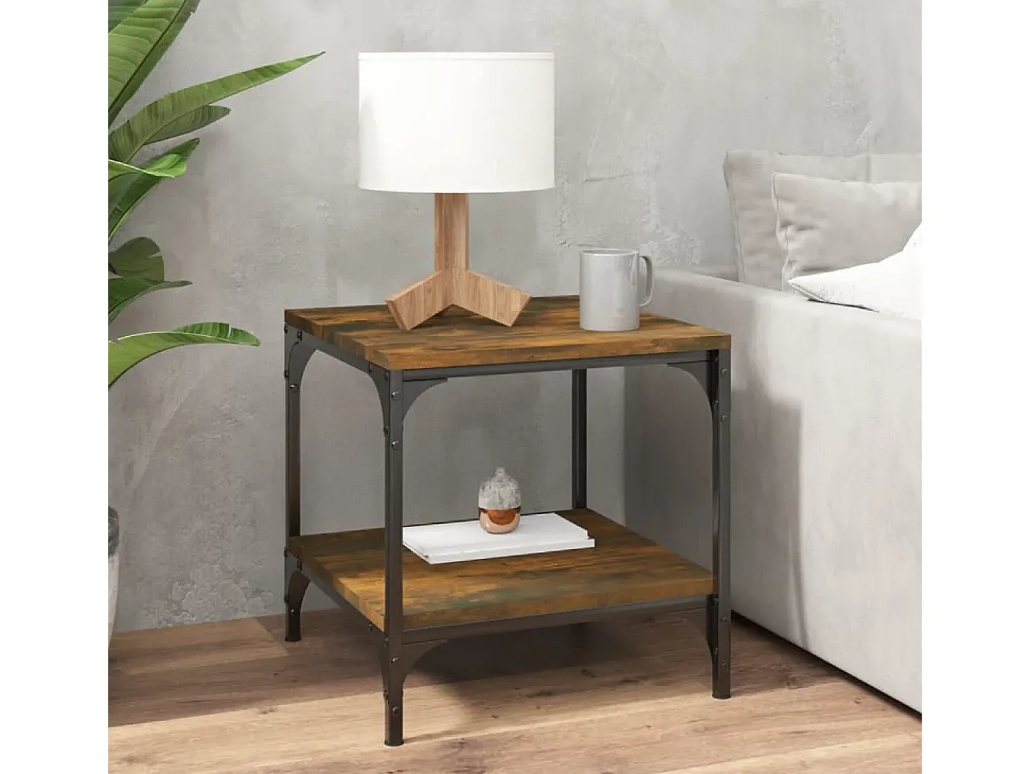 Outlet Mesas de apoio 2 pcs 40x40x40 cm derivados madeira fumado PT337137 Castanho