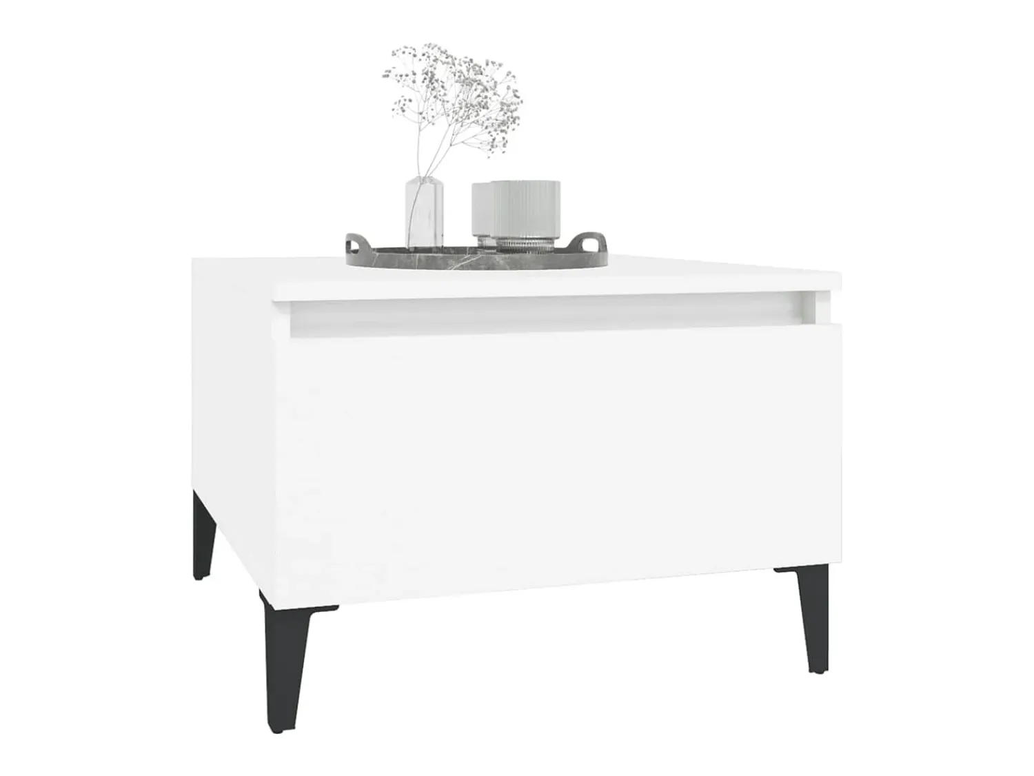 Mesa De Centro* Mesas de apoio 2 pcs 50x46x35 cm derivados de madeira PT422895 Branco