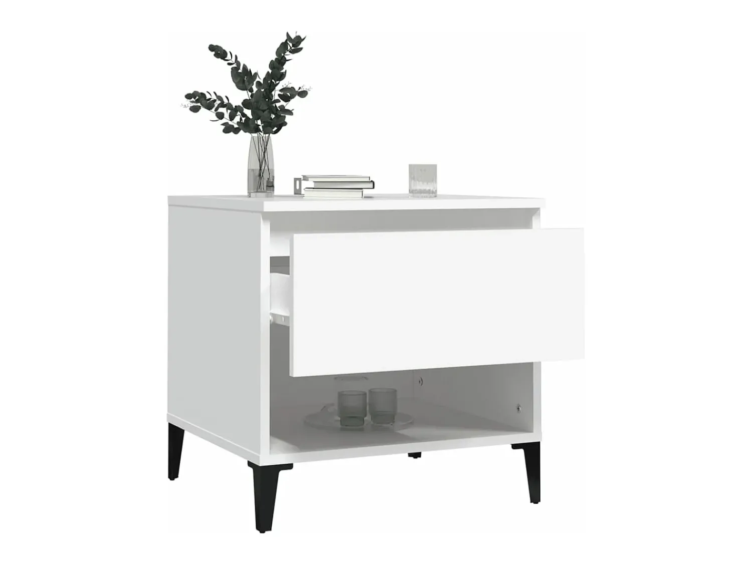 Mesa De Centro* Mesas de apoio 2 pcs 50x46x50 cm derivados de madeira PT857039 Branco