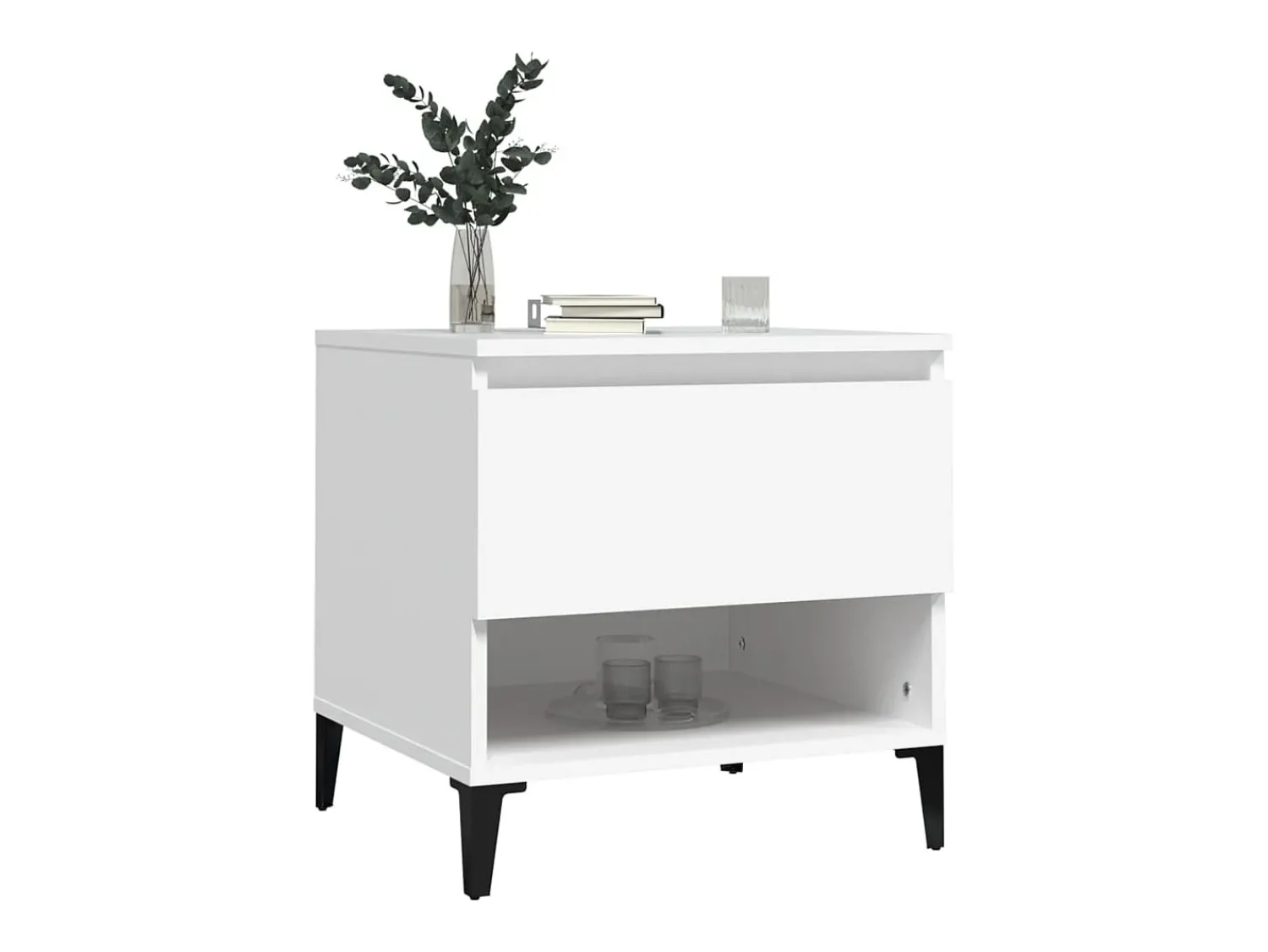 Mesa De Centro* Mesas de apoio 2 pcs 50x46x50 cm derivados de madeira PT857039 Branco