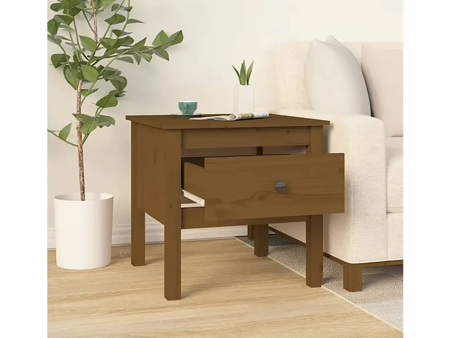 Mesa De Centro| Mesas de apoio 2 pcs 50x50x49 cm pinho maciço mel PT135361 Castanho