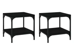 Mesa De Centro* Mesas de apoio 2 pcs 40x40x40 cm derivados de madeira PT804782 Preto