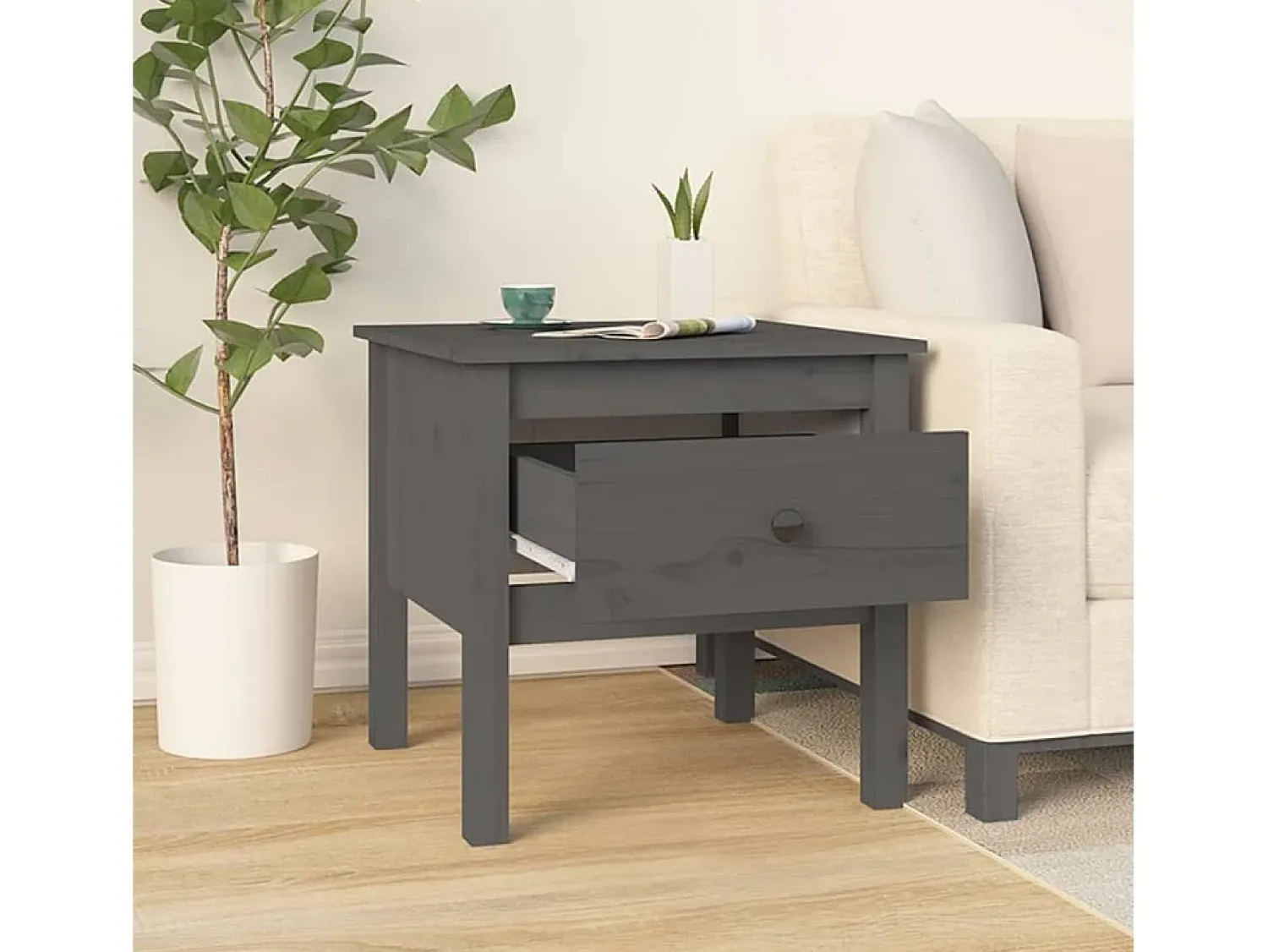 Mesa De Centro| Mesas de apoio 2 pcs 50x50x49 cm madeira de pinho maciça Cinza PT443544 Cinzento