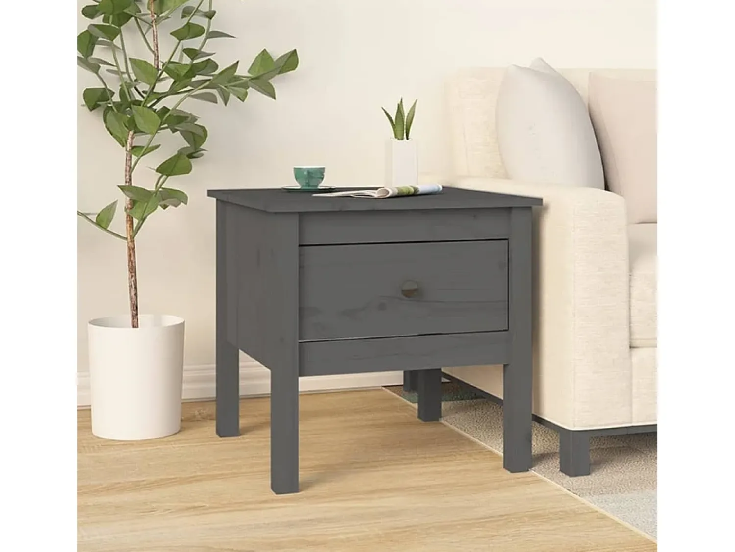 Mesa De Centro| Mesas de apoio 2 pcs 50x50x49 cm madeira de pinho maciça Cinza PT443544 Cinzento