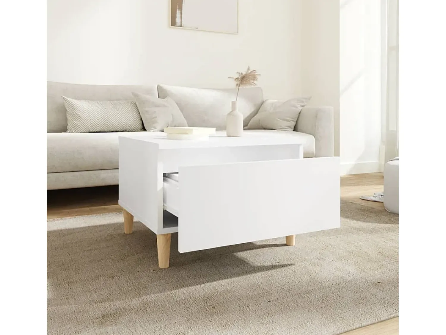 Mesa De Centro* Mesas de apoio 2 pcs 50x46x35 cm derivados de madeira PT412407 Branco