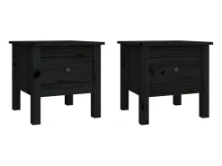 vidaxl Mesas de apoio 2 pcs 40x40x39 cm madeira de pinho maciça Preto