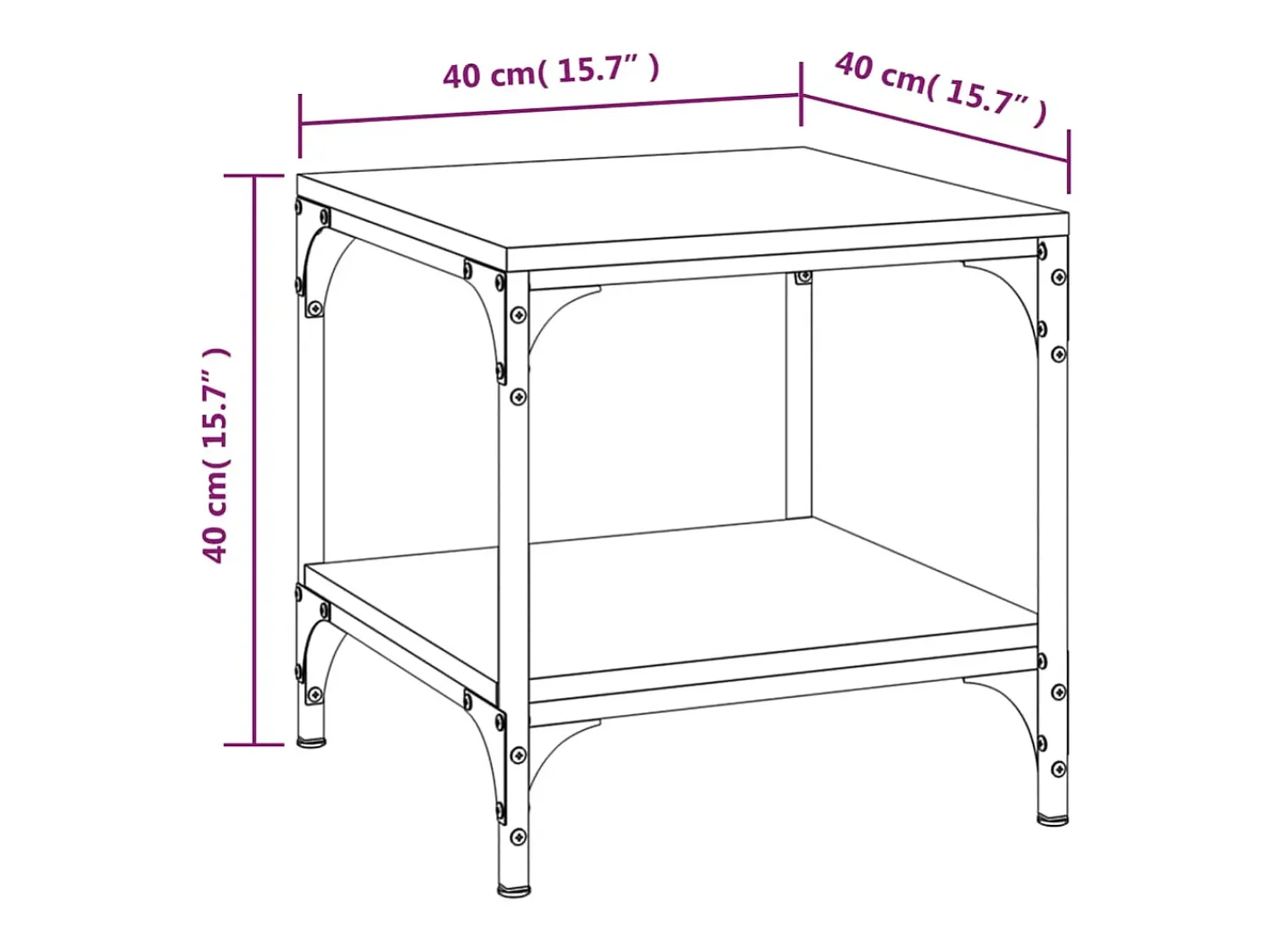 vidaxl Mesas de apoio 2 pcs 40x40x40 cm derivados madeira cinza sonoma Cinzento