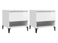 Mesa De Centro* Mesas de apoio 2 pcs 50x46x50cm deriv. madeira brilhante PT224601 Branco