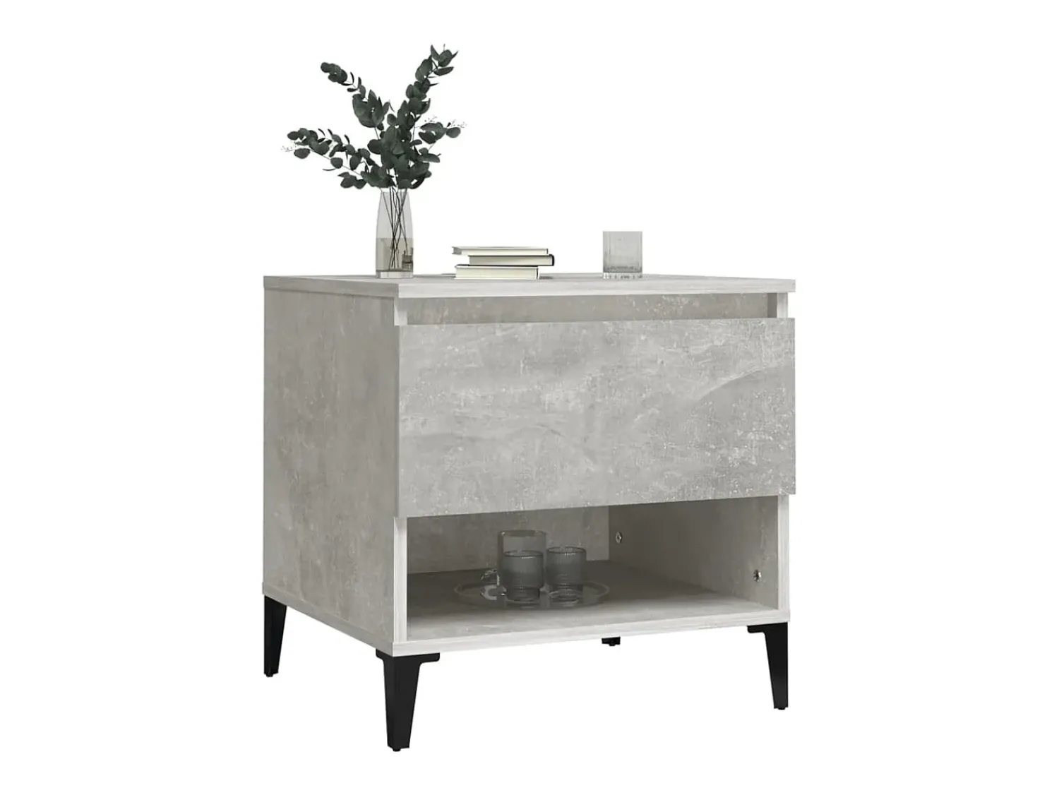 Mesa De Centro| Mesas de apoio 2 pcs 50x46x50cm deriv. madeira -cimento PT990326 Cinzento