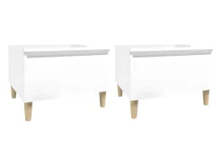 Mesa De Centro* Mesas de apoio 2 pcs 50x46x35cm deriv. madeira brilhante PT723332 Branco