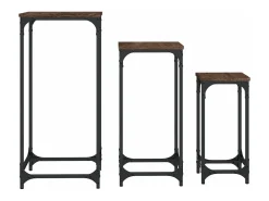 Mesa De Centro* Mesas de apoio encastrar 3pcs deriv. madeira carvalho PT595381 Castanho