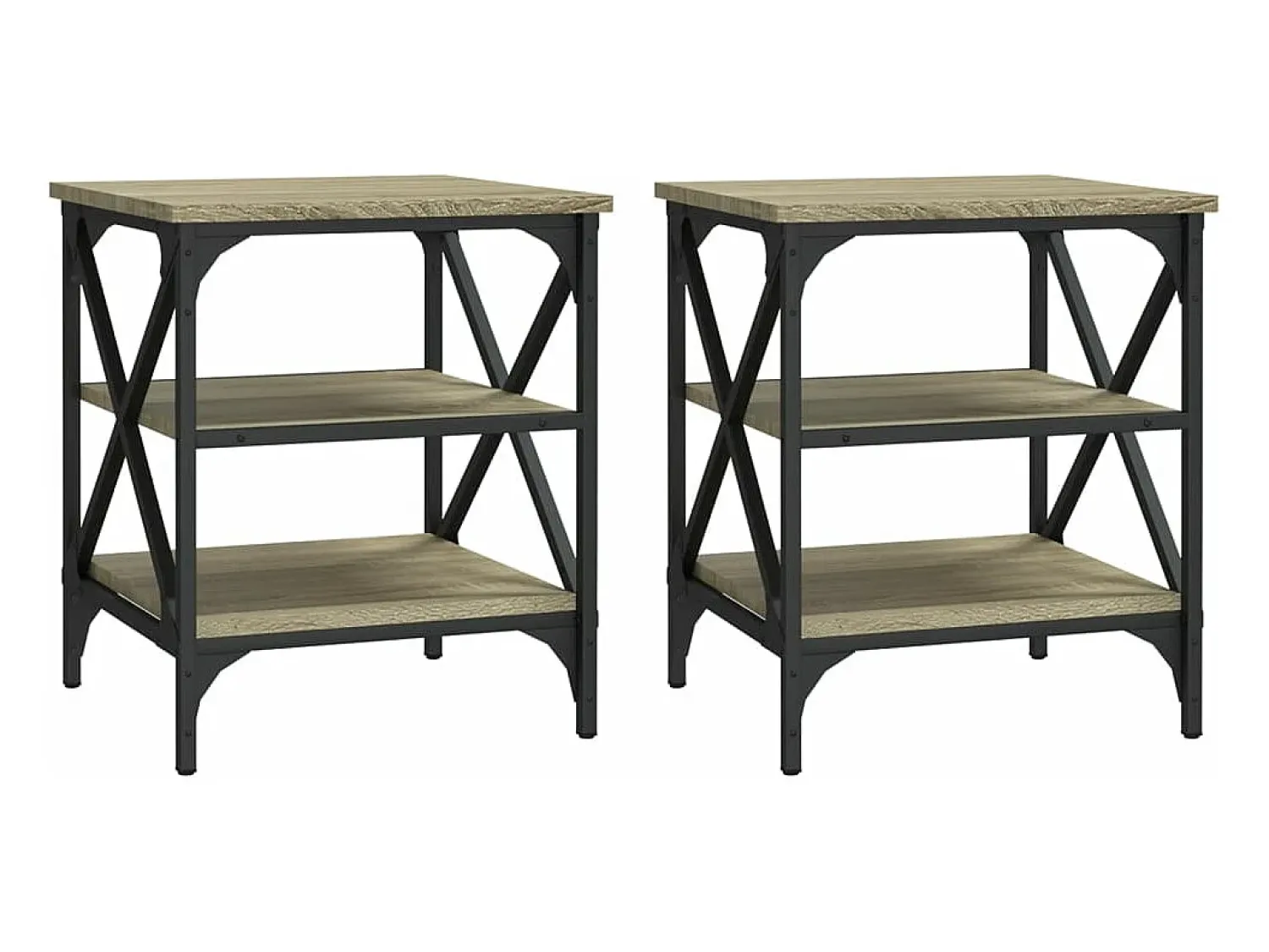 Mesa De Centro| Mesas de apoio 2pcs 40x42x50 cm derivados de madeira cor sonoma PT850350 Castanho