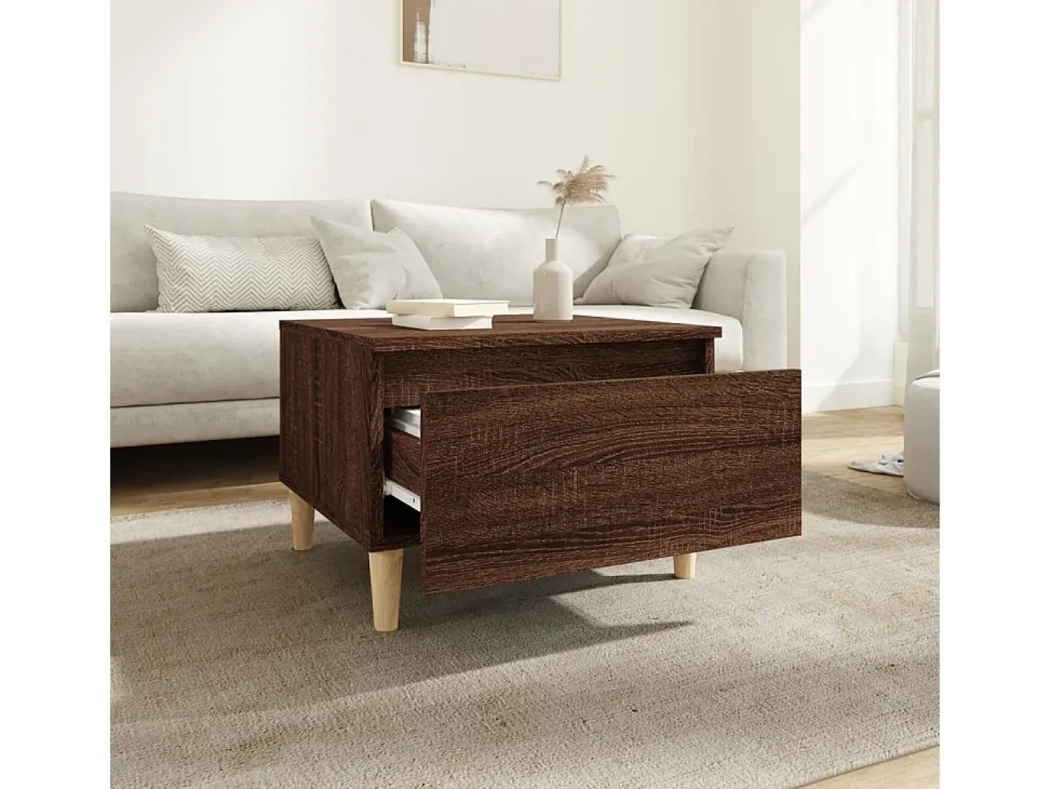 Mesa De Centro| Mesas de apoio 2pcs 50x46x35cm deriv. madeira carvalho PT294082 Castanho