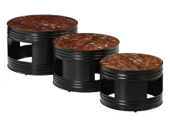 Mesa De Centro* Mesas de bar formato de tambor 3 pcs madeira recuperada maciça Multicor