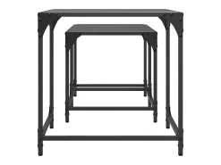 Clearance vidaxl Mesas de Café Nesting 2 peças com tampo de vidro em aço Preto
