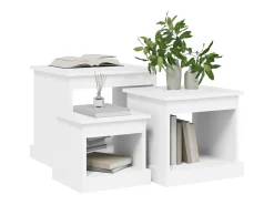 Mesa De Centro| Mesas de centro 3 pcs derivados de madeira Branco