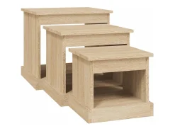 Mesa De Centro| Mesas de centro 3 pcs derivados de madeira carvalho sonoma Castanho