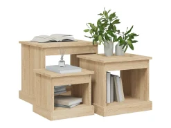 Mesa De Centro|vidaxl Mesas de centro 3 pcs derivados de madeira carvalho sonoma Castanho