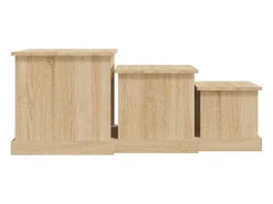 Mesa De Centro|vidaxl Mesas de centro 3 pcs derivados de madeira carvalho sonoma Castanho